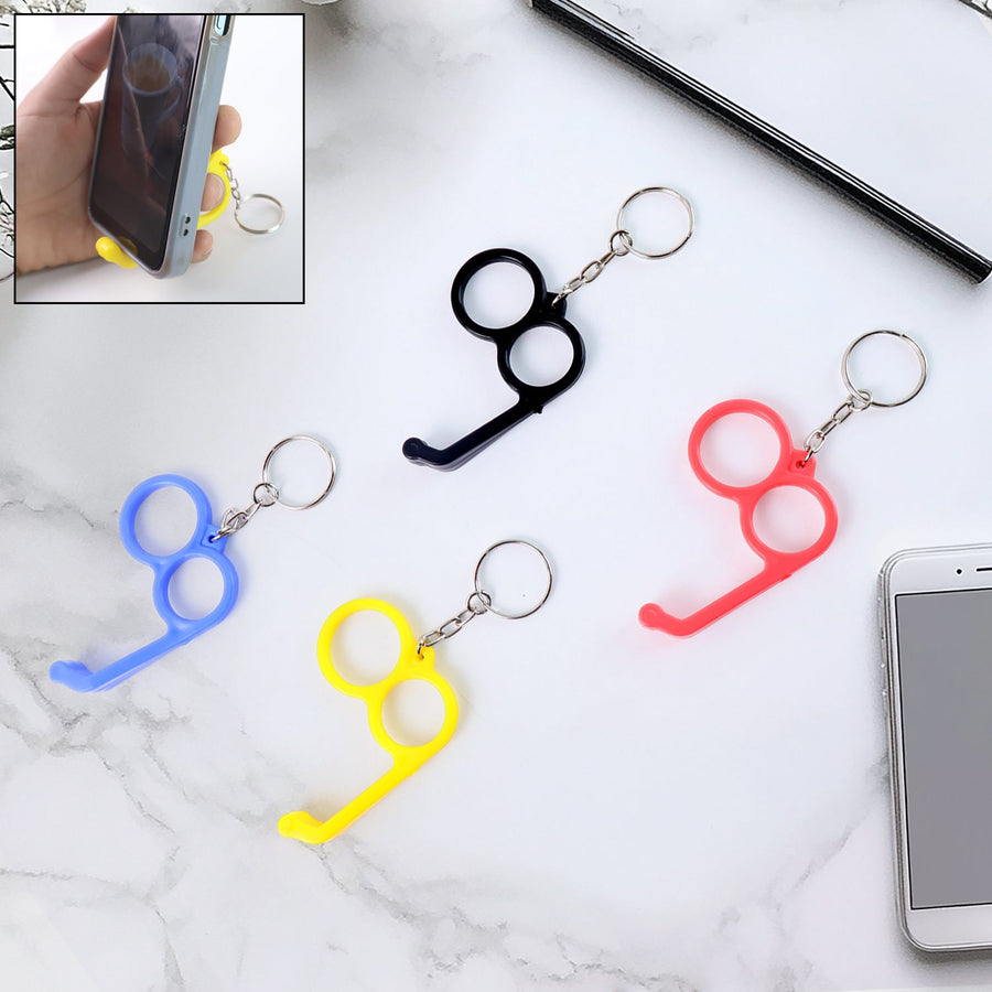 Dual-Finger Mobile Stand Keyring – Lightweight 2-in-1 Phone Holder