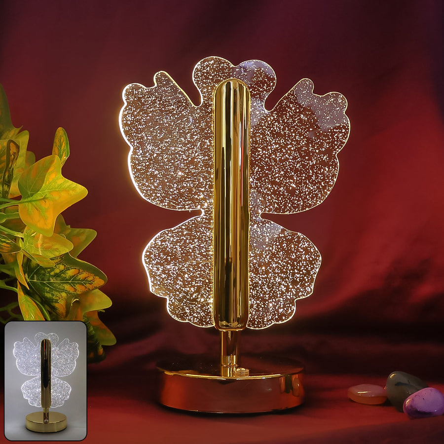 Luxury Crystal Table Lamp – Four-Leaf Clover USB Rechargeable
