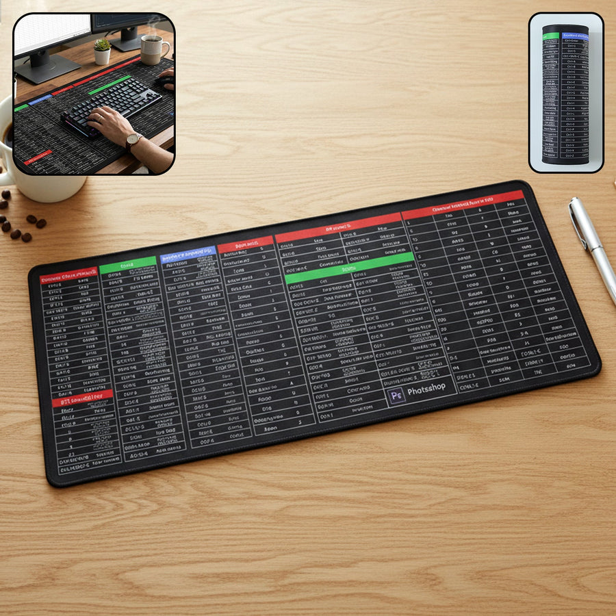 Shortcut Keyboard Mouse Pad – Large Extended Desk Mat for Efficiency