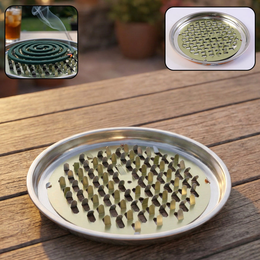 Mosquito Coil Stand – Durable Round Metal Holder with Ash Tray