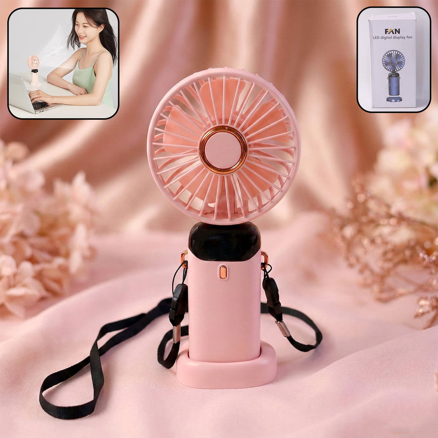 Rechargeable Handheld Fan – Portable Personal Cooling with Digital Display