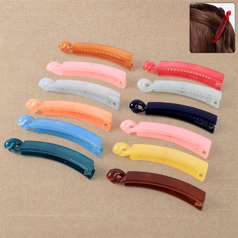 Banana Hair Clips Set – 12 Vibrant Multicolor Clips with Strong Grip