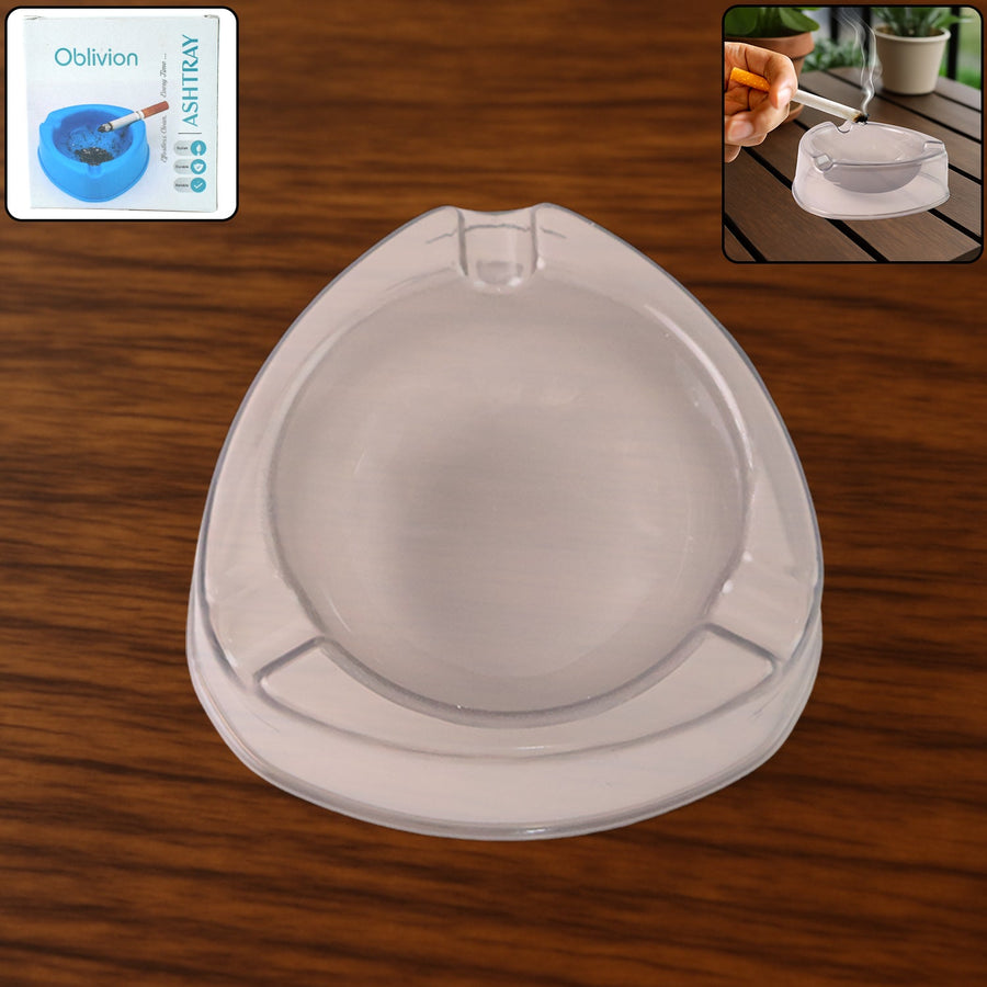 Transparent White Ashtray – Modern Triangular Cigarette Holder