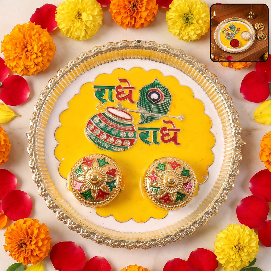 Traditional Kumkum Pooja Thali Set for Puja Rituals and Festivals (1 Pc)