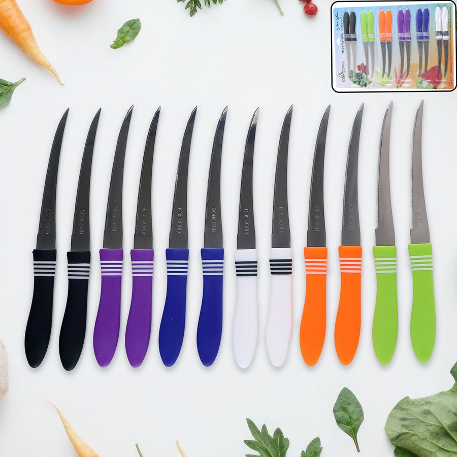 Stainless Steel Serrated Knife Set – 12-Piece Multipurpose Kitchen Cutlery