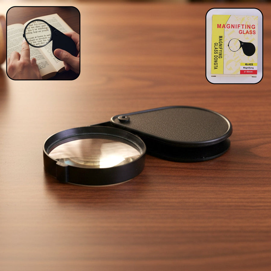 Portable Handheld Magnifying Glass – High Clarity with Folding Case