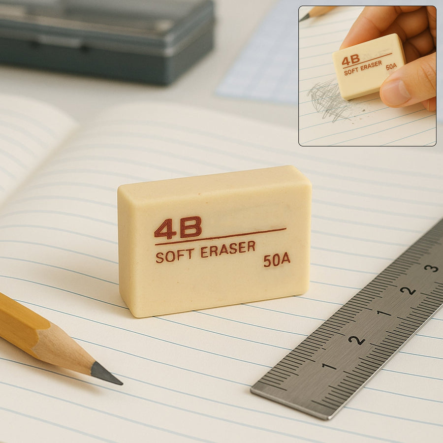 4B Soft Eraser – Dust-Free, Smudge-Less for Artists & Students