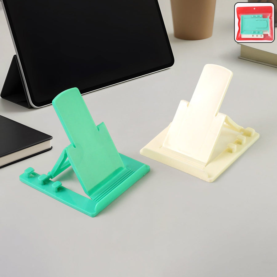 Mobile Phone Stand – Adjustable Foldable Plastic Holder Set (2 Pc)