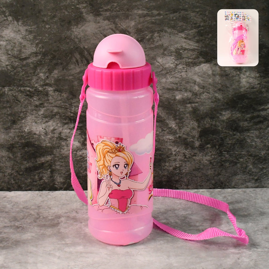 Kids Water Bottle 550ML – Leakproof with Cartoon Print & Strap