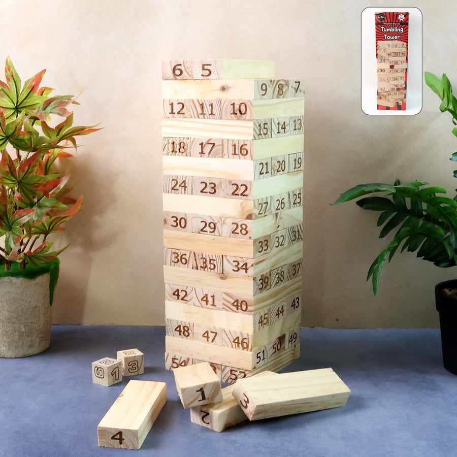 Numbered Wooden Tumbling Tower – Classic Stacking Game Fun