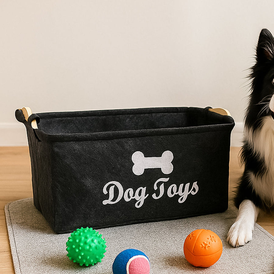 Pet Toy Storage Basket – Collapsible Felt Organizer for Dogs