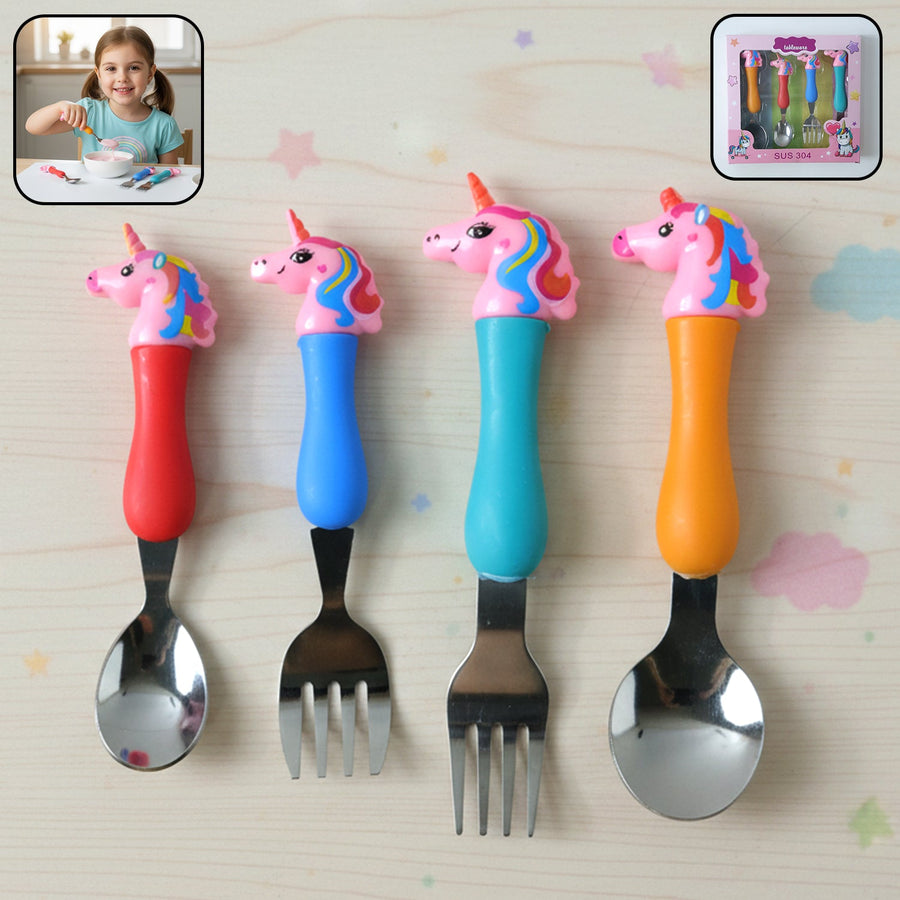 Unicorn Kids Spoon and Fork Set – Cute & Safe for Little Eaters