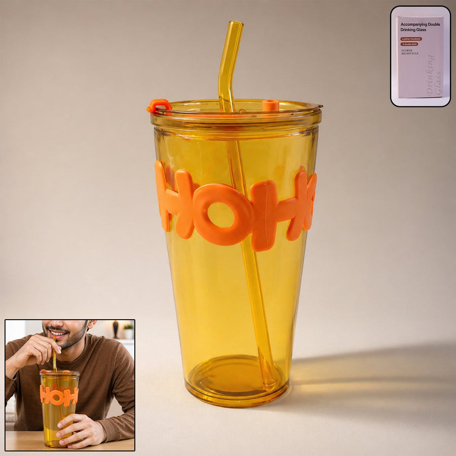 Glass Tumbler with Lid and Straw – Leak-Resistant & Stylish