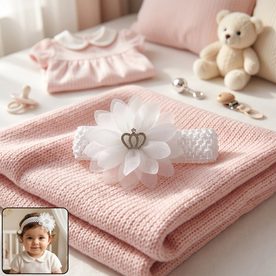 Baby Hair Headband – Soft Elastic Floral Crown Accessory