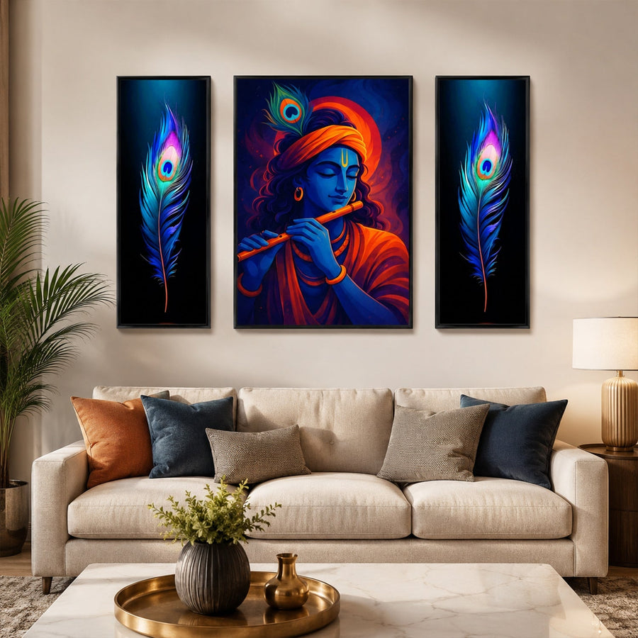 Krishna Wall Art – Vibrant MDF Painting for Spiritual Décor