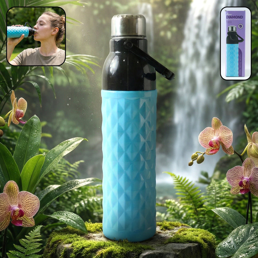 1100 ML Diamond Texture Sports Water Bottle – Leakproof Secure Cap