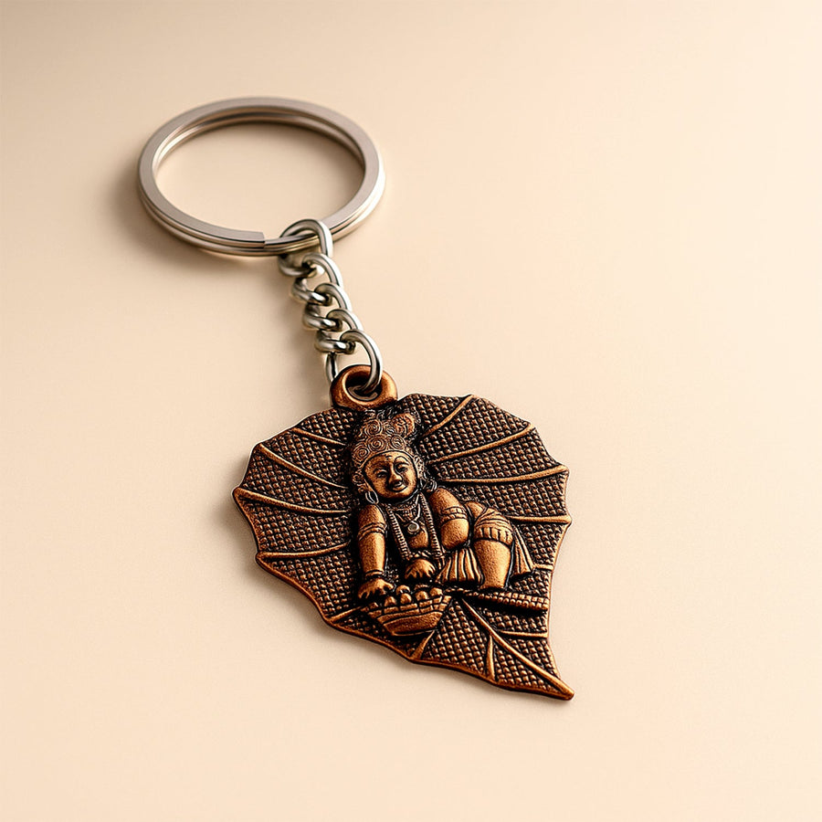 Bal Krishna Antique Bronze Keychain – Spiritual & Durable