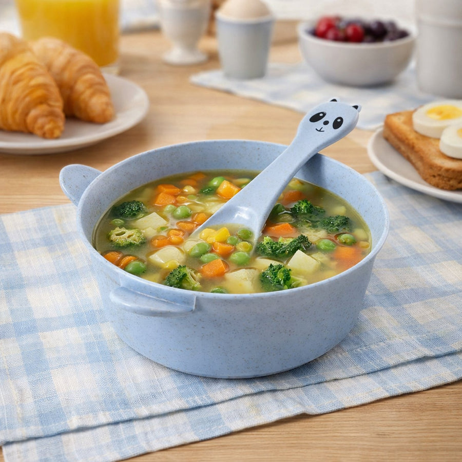 Wheat Straw Kids Soup Bowl with Matching Spoon – Eco-Friendly & Unbreakable