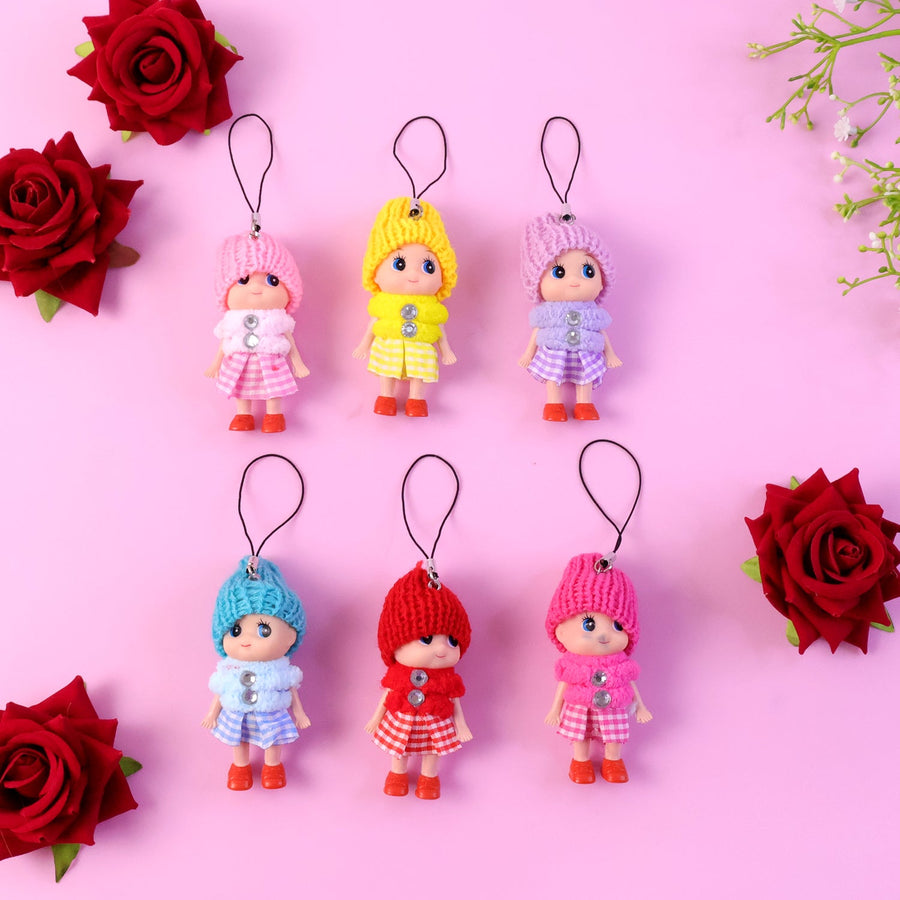 Mini Doll Hanging Keychain Set – 6 Cute Colorful Charms