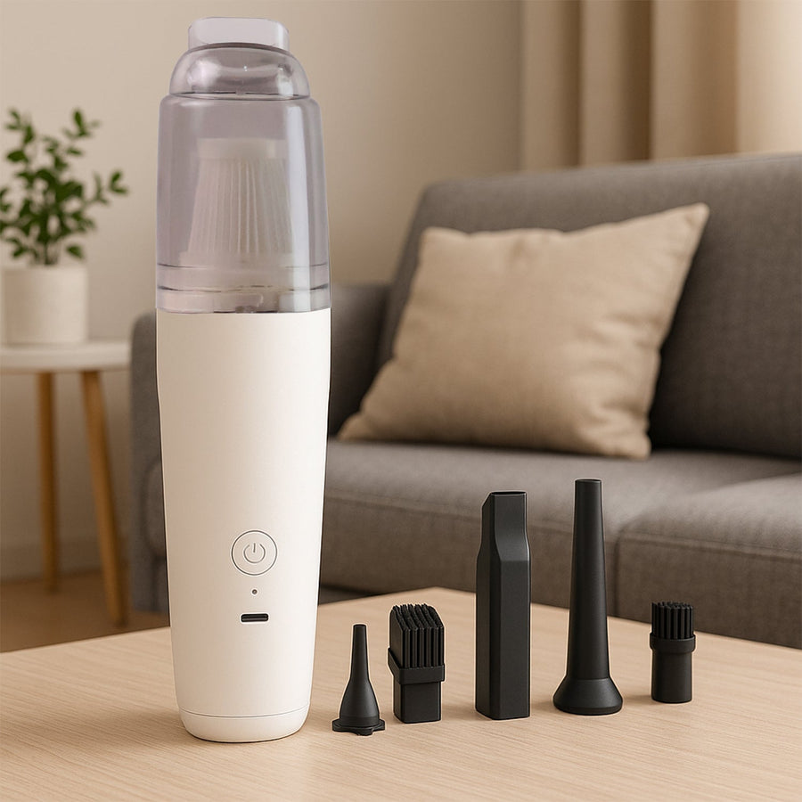 Mini Handheld Vacuum Cleaner – Cordless Rechargeable with 5 Nozzles