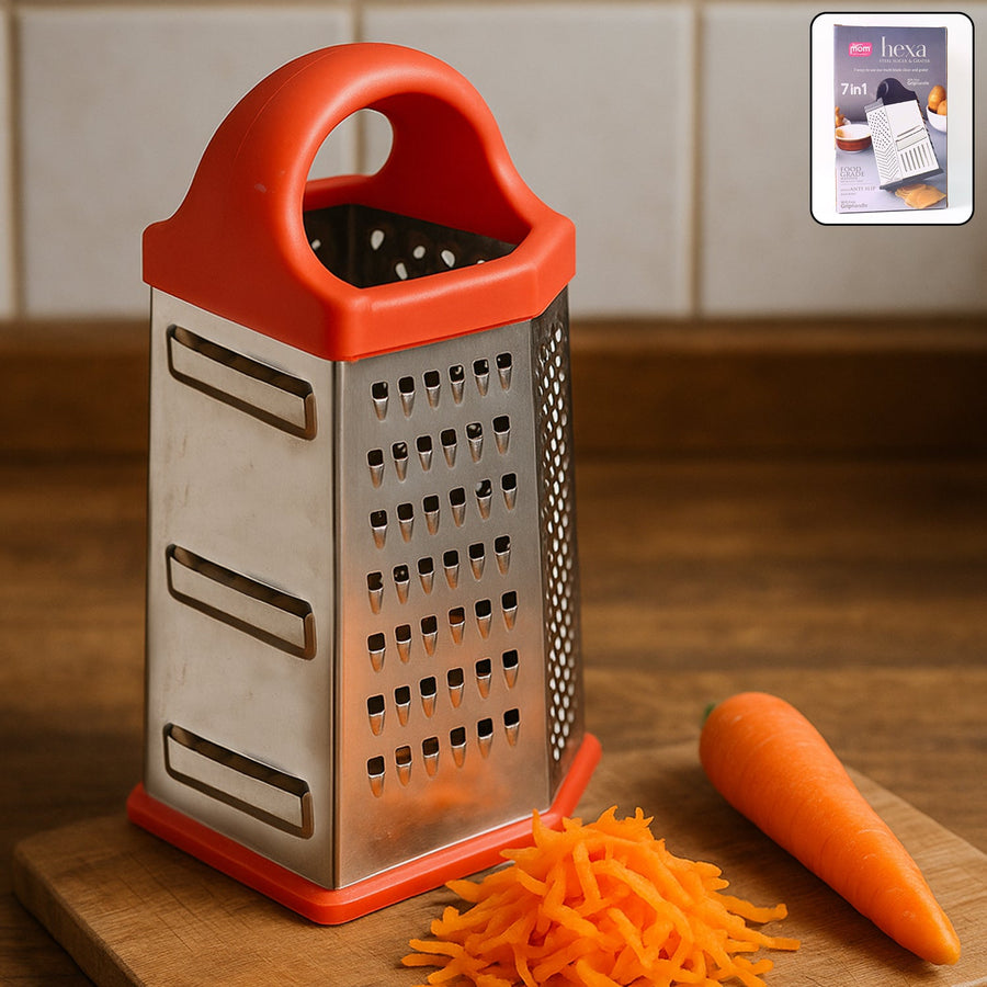 7-in-1 Stainless Steel Box Grater – Heavy Duty & Ergonomic