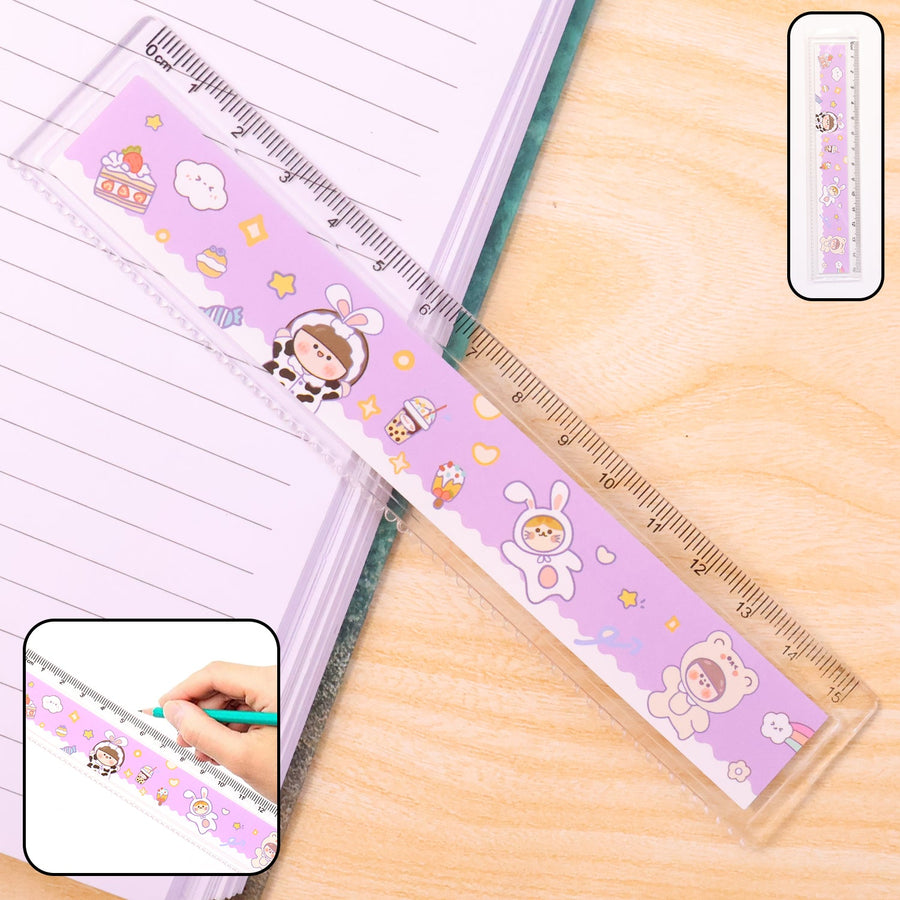 Kids Plastic Ruler – Durable Cartoon Design with Clear Markings