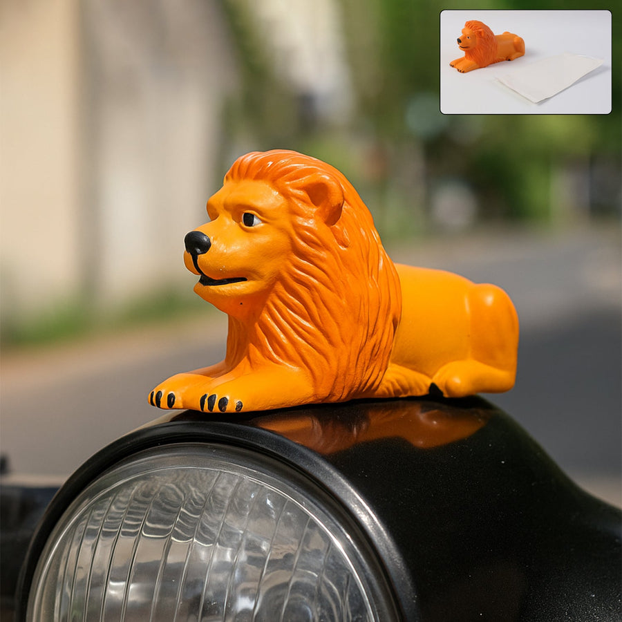 Lion Car Dashboard Toy – Majestic Orange-Gold Ornament with Adhesive Base