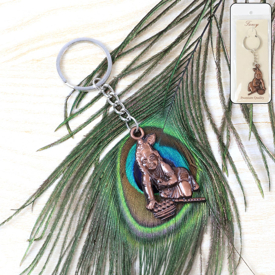 Bal Krishna Keychain – Durable Metal Devotional Accessory