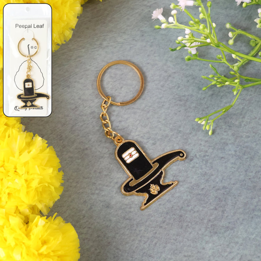 Shivling Keychain – Durable Golden Metal Devotional Charm