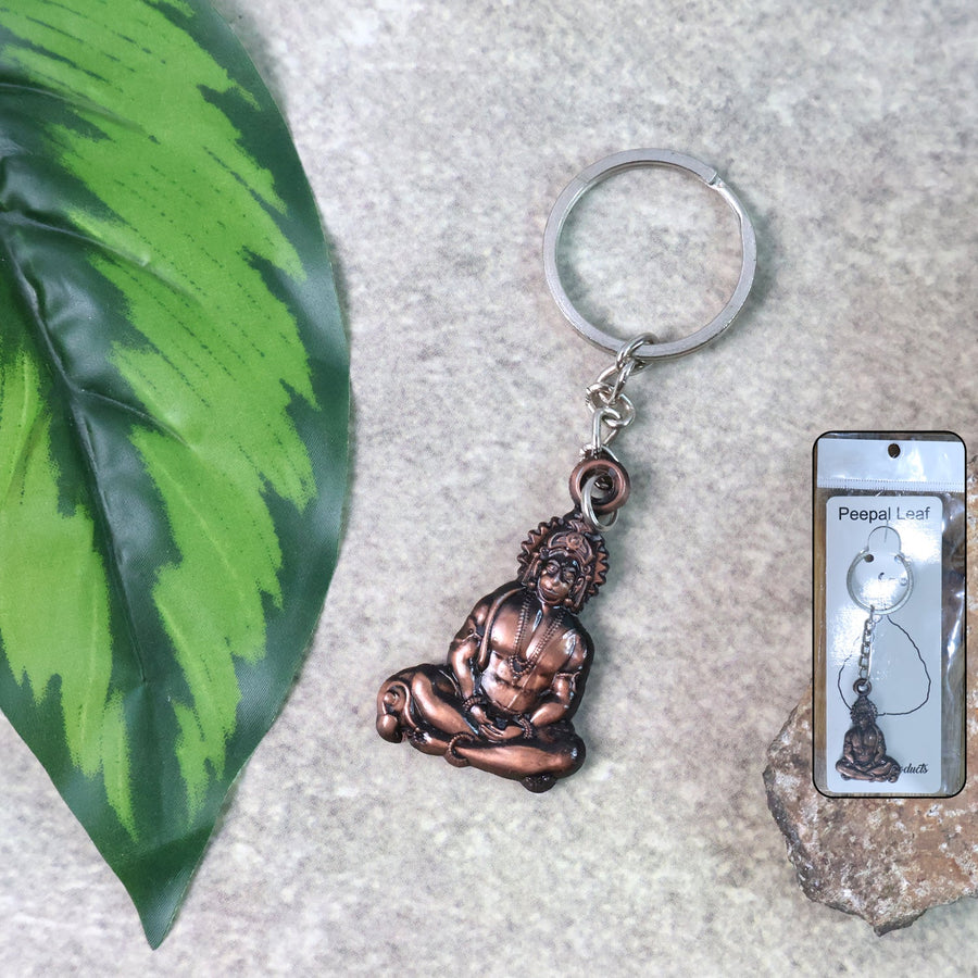Lord Hanuman Sitting Pose Keychain – Durable Metal Devotional Accessory