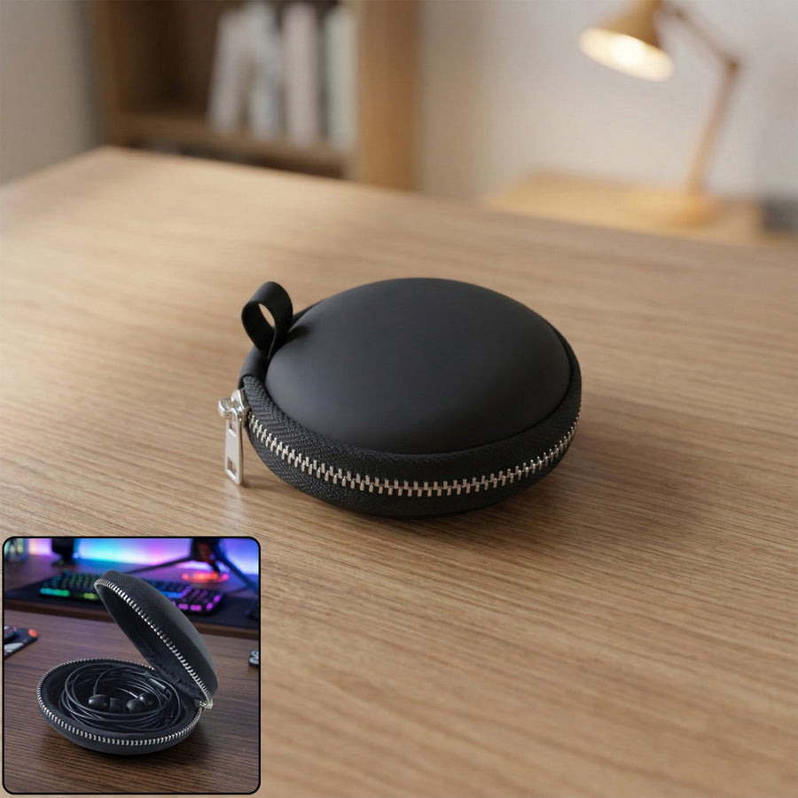 Earphone Carrying Case – Compact Hard Shell with Zipper Closure