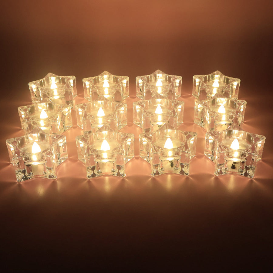 LED Crystal Effect Flameless Candles – Set of 12 Decorative Tealights