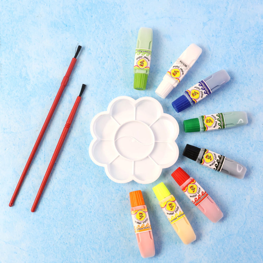Watercolor Paint Set – 8 Vibrant Colors with Brushes & Palette
