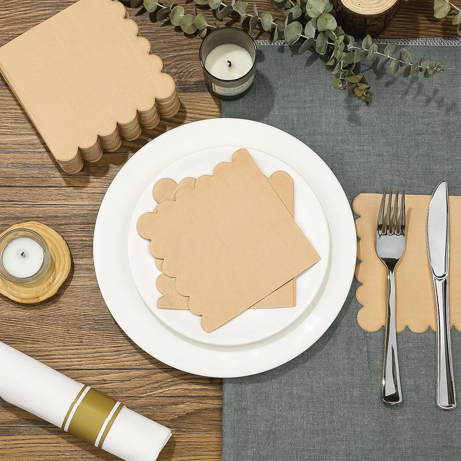 Scalloped Edge Tissue Napkins – Elegant 120 Pc 2-Ply Set