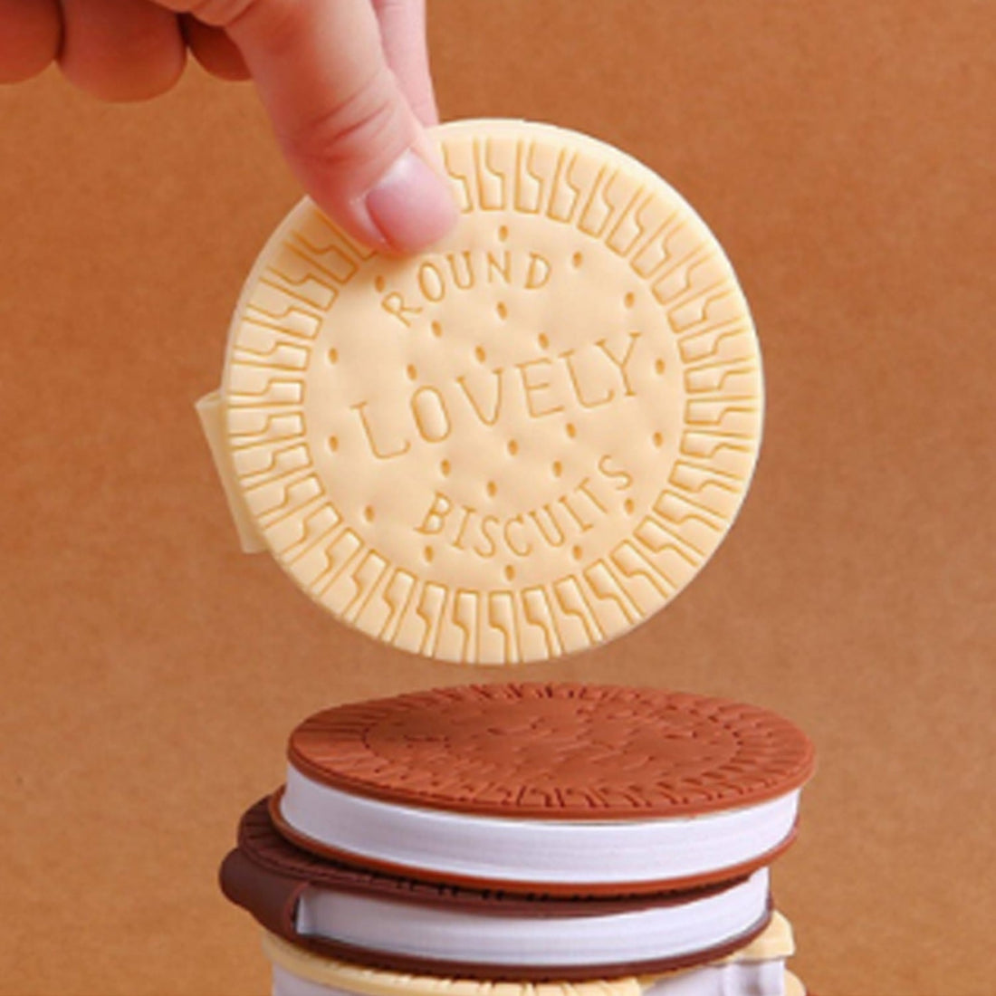 Round chocolate-scented diary notebook for writing practice.