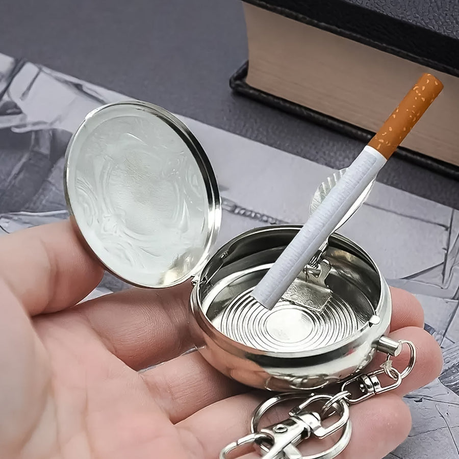 Mini Stainless Steel Ashtray – Portable with Secure Lid for Travel
