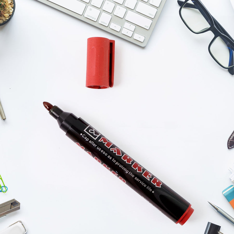 Red Ink Marker – Bold Tip Quick-Dry Permanent Marker