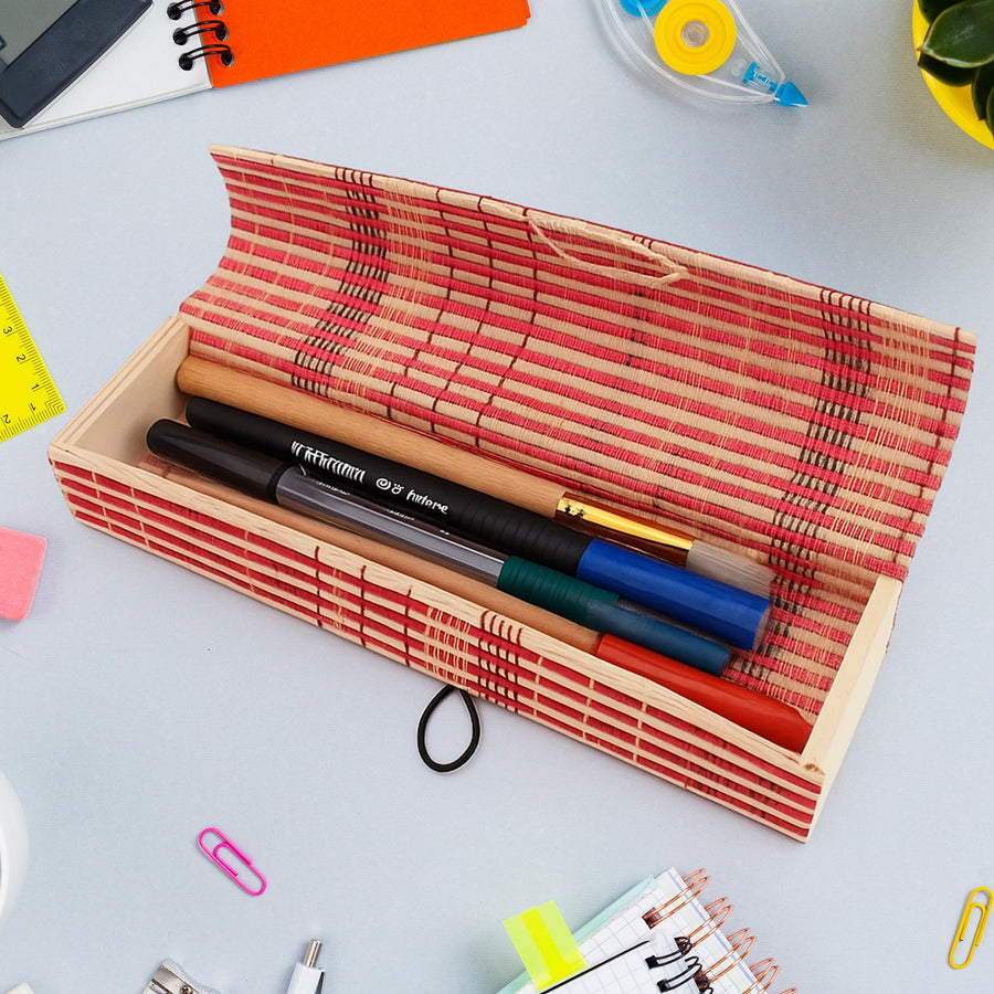 Bamboo Pen & Pencil Box – Eco-Friendly Handcrafted Organizer