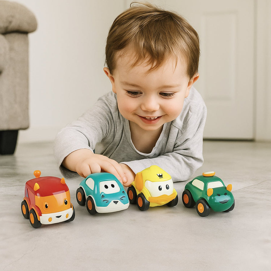 Toddler Toy Cars Set – 12-Piece Colorful Pull Back Vehicles
