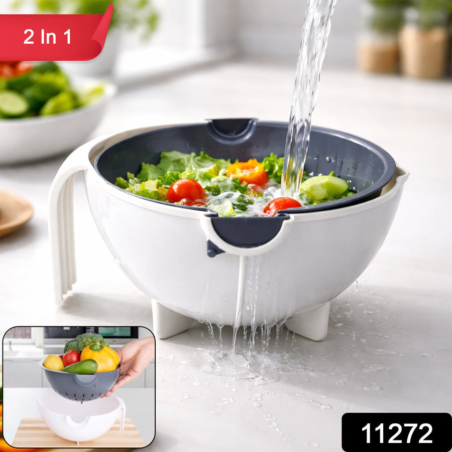 2-in-1 Vegetable Washing Bowl – Effortless Rinsing & Draining
