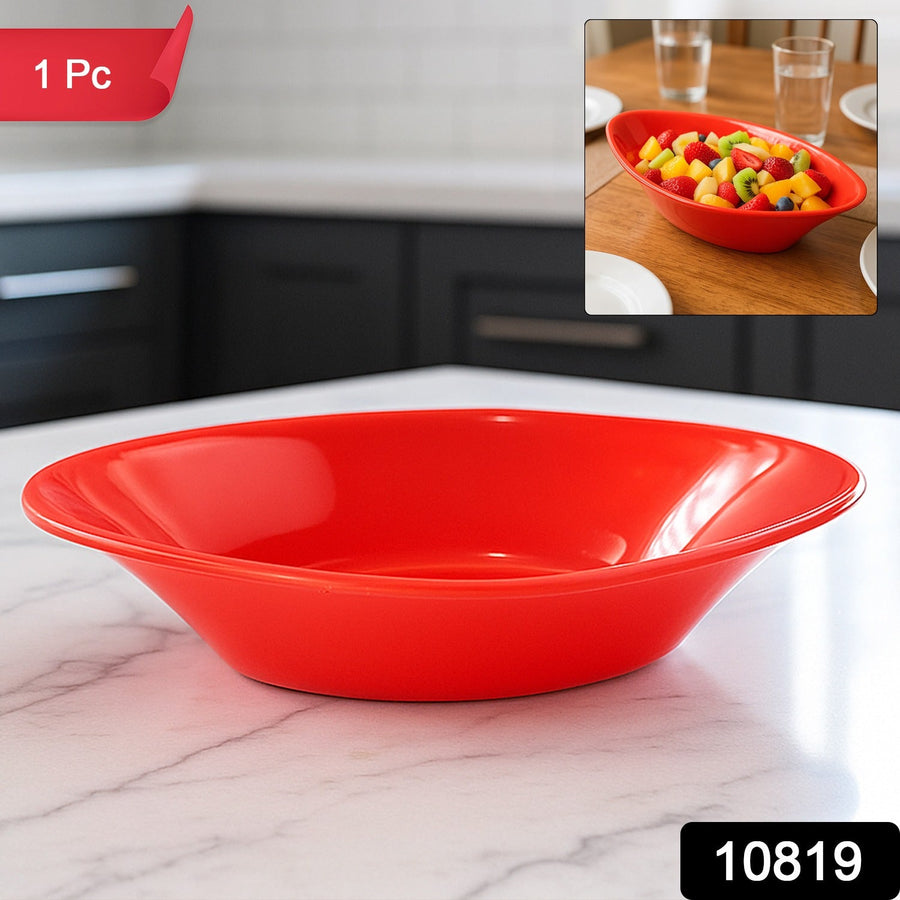 Plastic Marin Serving Bowl – Deep Oval Red Glossy Finish