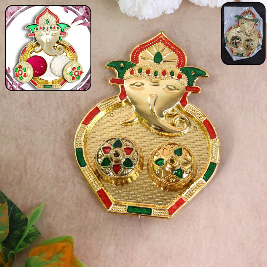 Ganesh Kumkum Box – Decorative Twin Containers for Pooja