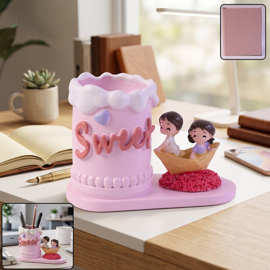 Pen Holder Stand – Decorative Resin Desk Organizer for Home & Office