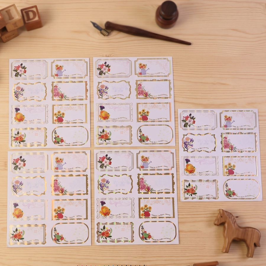 Gift Tag Stickers – Elegant Floral Gold Foil Labels for Gifting