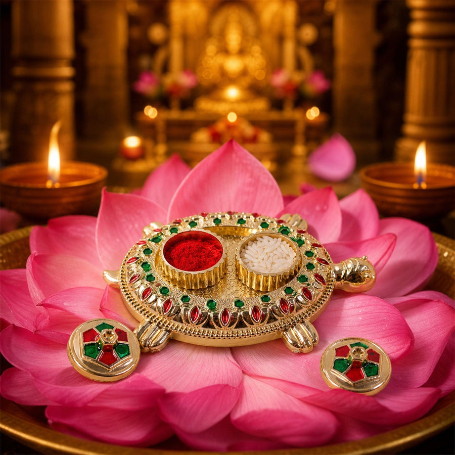 Kumkum Holder – Tortoise Shape for Puja & Rituals with Twin Compartments