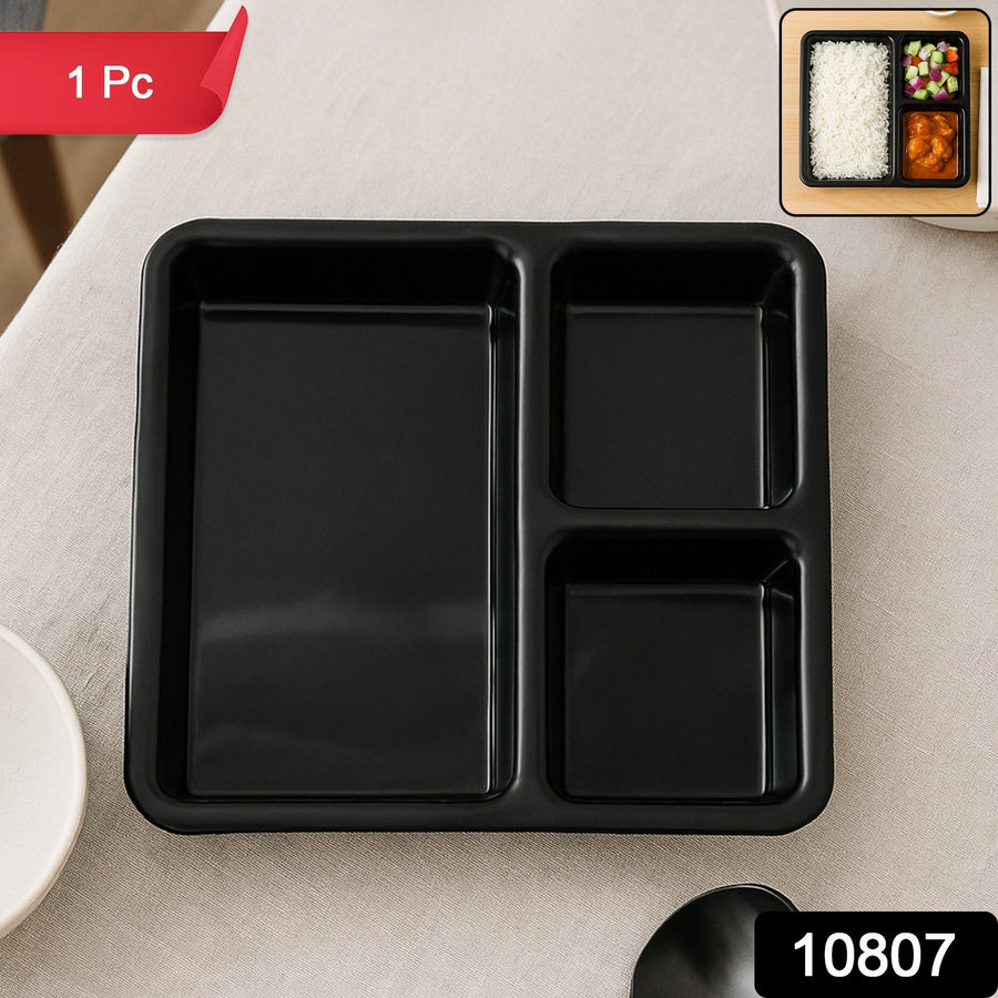 3-Compartment Meal Serving Tray – Durable & Easy-Clean Plate