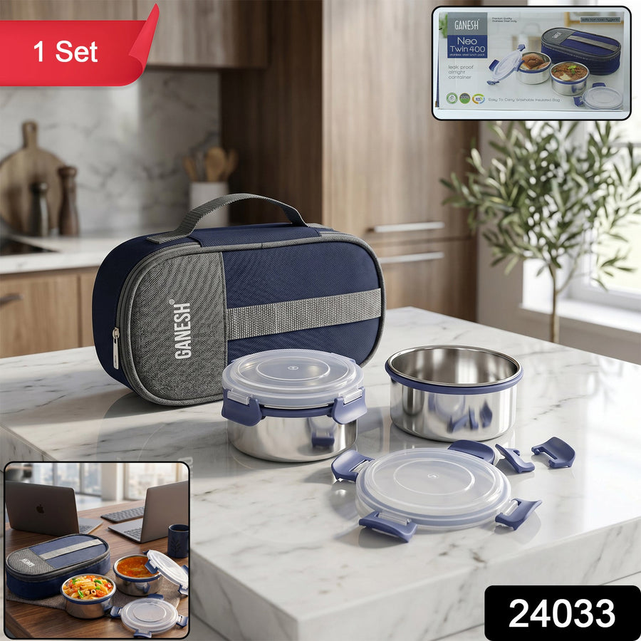 Lunch Box Set – Airtight Stainless Steel Containers with Insulated Bag