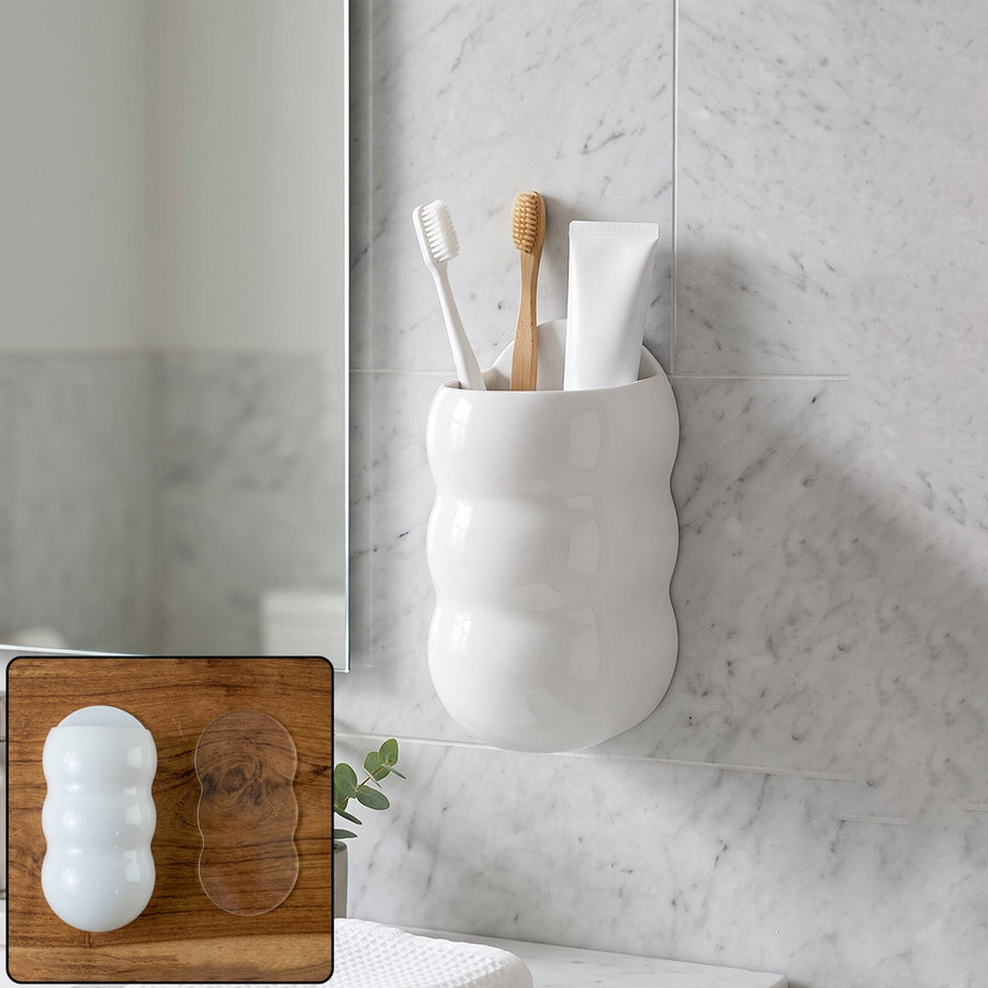 Plastic Caterpillar Shape Self-Adhesive Wall Toothbrush and Storage Holder (1 Pc)