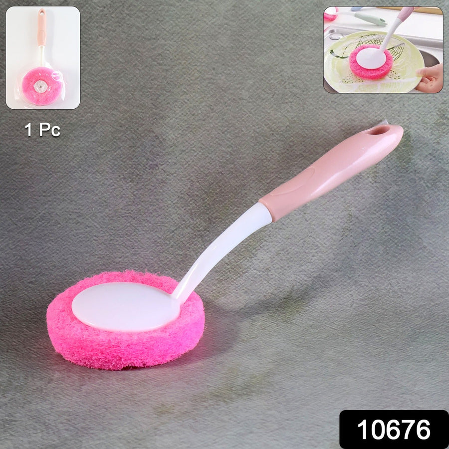 Kitchen Dish Scrubber Brush – Long Handle with Soft Sponge