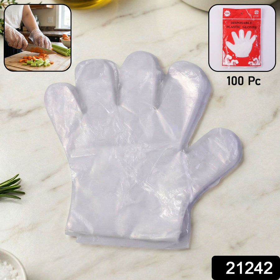 Disposable Plastic Gloves – 100 Pack for Food Safety & Cleaning